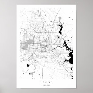 Houston Texas Modern Minimal City Map Poster
