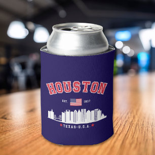 Houston Texas Modern Skyline Design Can Cooler
