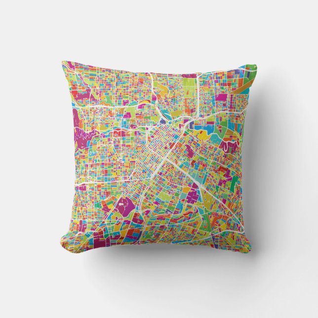 Houston, Texas | Neon Map Cushion (Front)