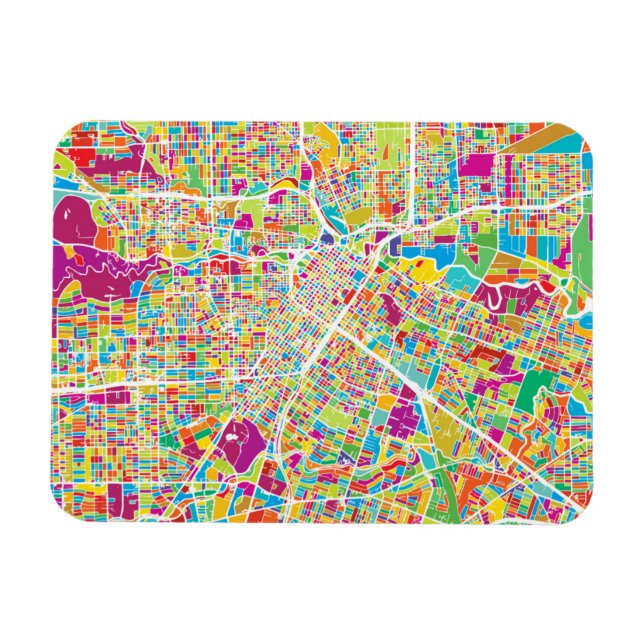 Houston, Texas | Neon Map Magnet (Horizontal)