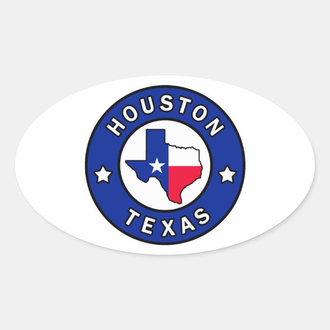 Houston Texas Oval Sticker (Front)