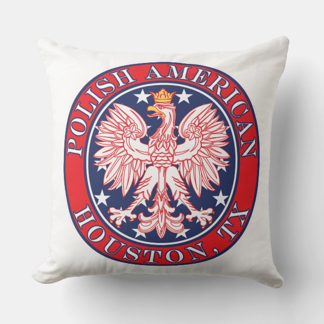 Houston Texas Polish American Eagle Cushion (Front)