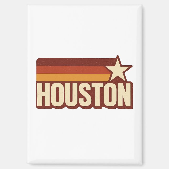 Houston Texas Retro Vintage Star Design Magnet (Front)