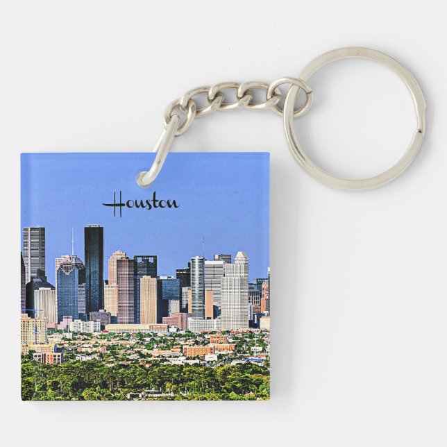 Houston, Texas scenic cityscape photo Key Ring (Back)
