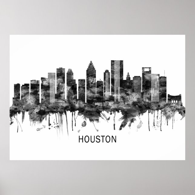 Houston Texas Skyline BW Poster (Front)