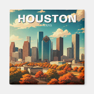 Houston Texas Skyline Cityscape fall Magnet