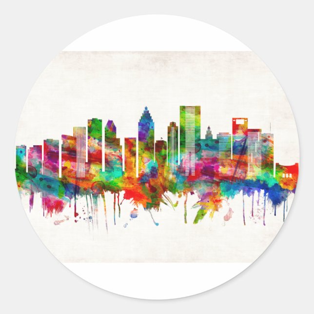 Houston Texas Skyline Classic Round Sticker (Front)