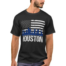 Houston Texas Skyline Distressed American Flag