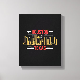 Houston Texas Skyline Retro Urban Graphic Design Canvas Print