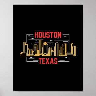 Houston Texas Skyline Retro Urban Graphic Design Poster