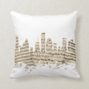 Houston Texas Skyline Sheet Music Cityscape Cushion