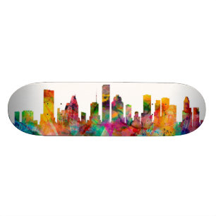Houston Texas Skyline Skateboard
