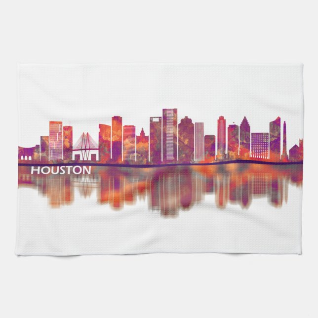 Houston Texas Skyline Tea Towel (Horizontal)