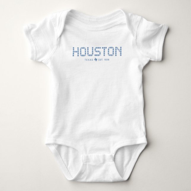 Houston & Texas Tile, Blue Tile, Houston Texas Baby Bodysuit (Front)