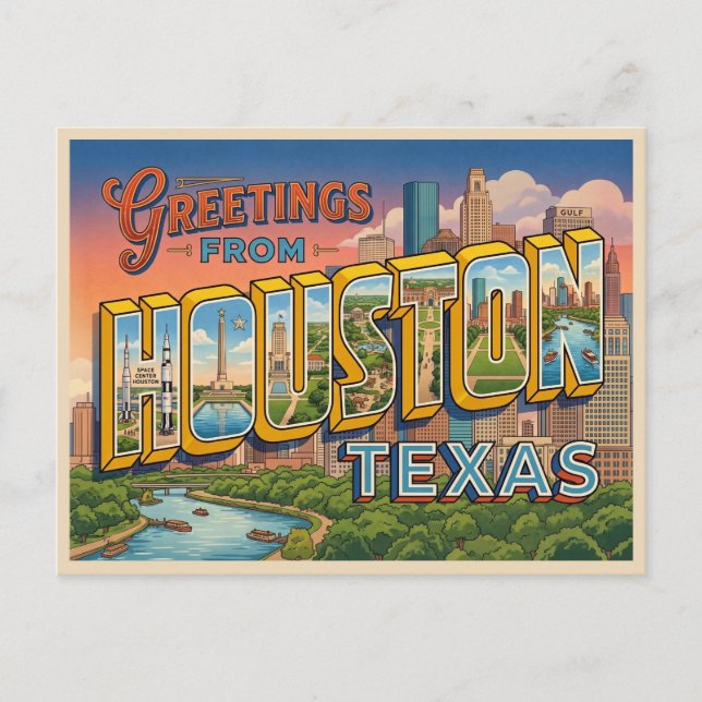 Houston Texas Travel Postcard (Front)
