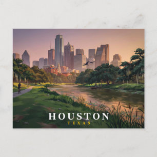 Houston Texas Travel Postcard   Downtown Skyline 