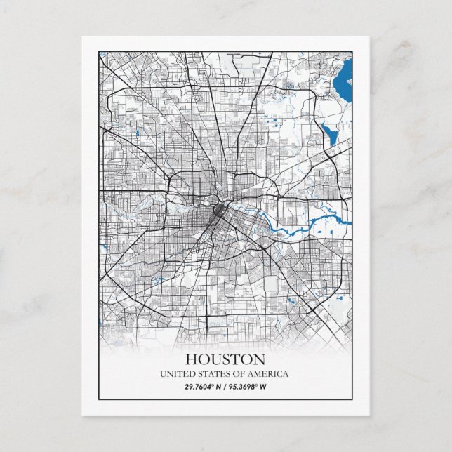 Houston Texas USA City Travel City Map Postcard (Front)