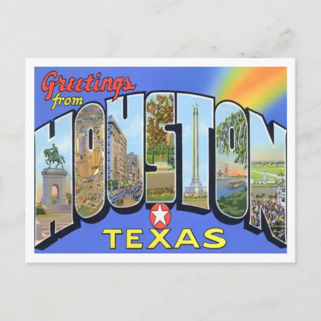 Houston, Texas Vintage Big Letters Postcard (Front)