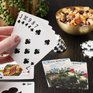 Houston Texas Vintage Retro Travel Watercolor Playing Cards