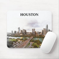 Houston Texas Vintage Travel City Watercolor