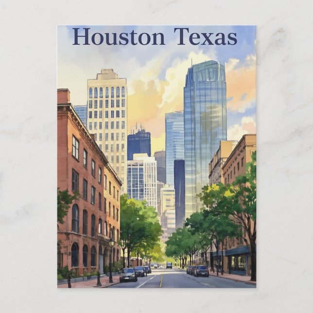 Houston Texas watercolor Postcard (Front)