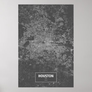 Houston, Texas (white on black) Poster