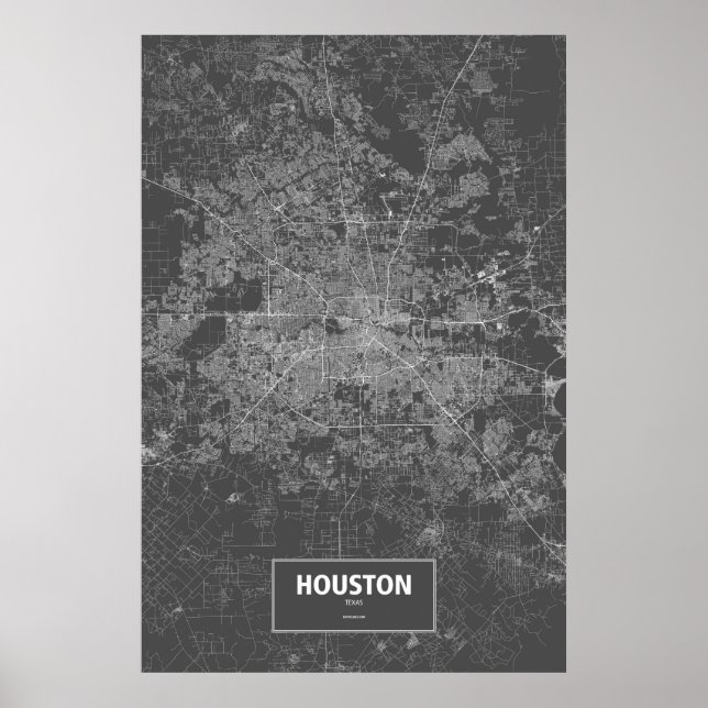 Houston, Texas (white on black) Poster (Front)