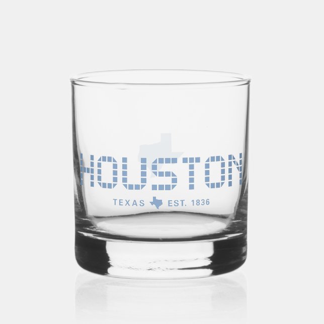 Houston Tile, Blue Tile, Houston Texas Whiskey Glass (Front)
