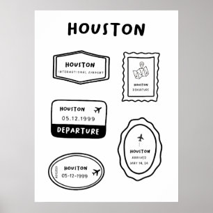 Houston - Travel Stamp Collection Minimalist Poster