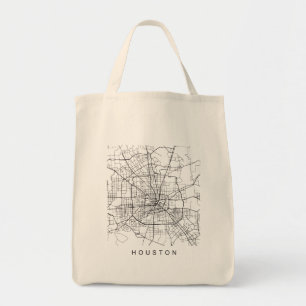 Houston TX Minimalist City Street Map Dark Design Tote Bag