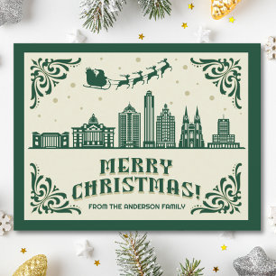 Houston, TX Skyline Christmas Holiday Postcard