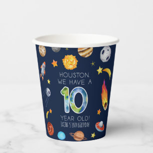 Houston We Have A 10 Year Old 10th Birthday Party Paper Cups