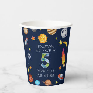 Houston We Have A 5 Year Old 5th Birthday Party Paper Cups