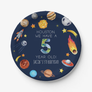 Houston We Have A 5 Year Old 5th Birthday Party Paper Plate