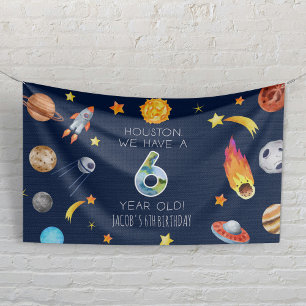Houston We Have A 6 Year Old 6th Birthday Party Banner