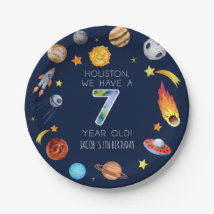 Houston We Have A 7 Year Old 7th Birthday Party Paper Plate
