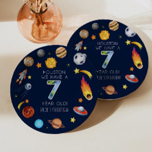 Houston We Have A 7 Year Old 7th Birthday Party Paper Plate