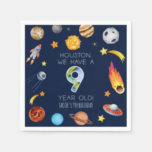 Houston We Have A 9 Year Old 9th Birthday Party Napkin