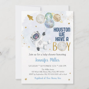 Houston We Have a Boy Astronaut Space Invitation