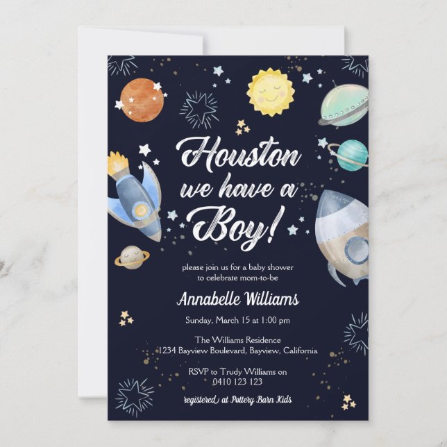 Houston We Have a Boy Baby Shower Invitation (Front)