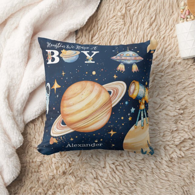 Houston We Have A Boy Outer Space Cushion (Blanket)