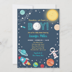Houston We Have A Boy Space Astronaut Invitation
