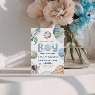 Houston We Have a Boy Space Baby Shower Invitation