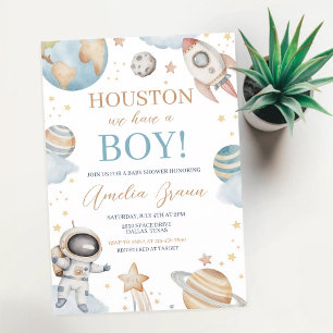 Houston We Have a Boy Space Baby Shower Invitation
