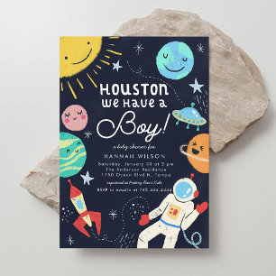 Houston We Have A Boy Space Baby Shower Invitation
