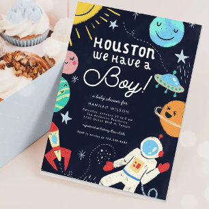 Houston We Have A Boy Space Baby Shower Invitation