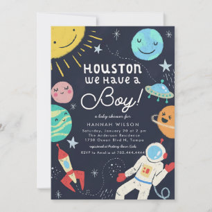 Houston We Have A Boy Space Baby Shower Invitation