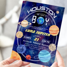 Houston We Have a Boy Space Planets Baby Shower
