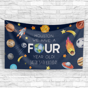 Houston We Have A Four Year Old 4th Birthday Party Banner