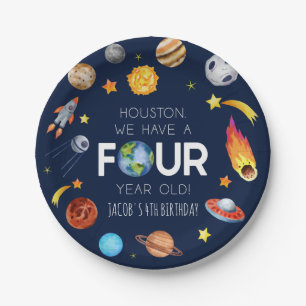 Houston We Have A Four Year Old 4th Birthday Party Paper Plate